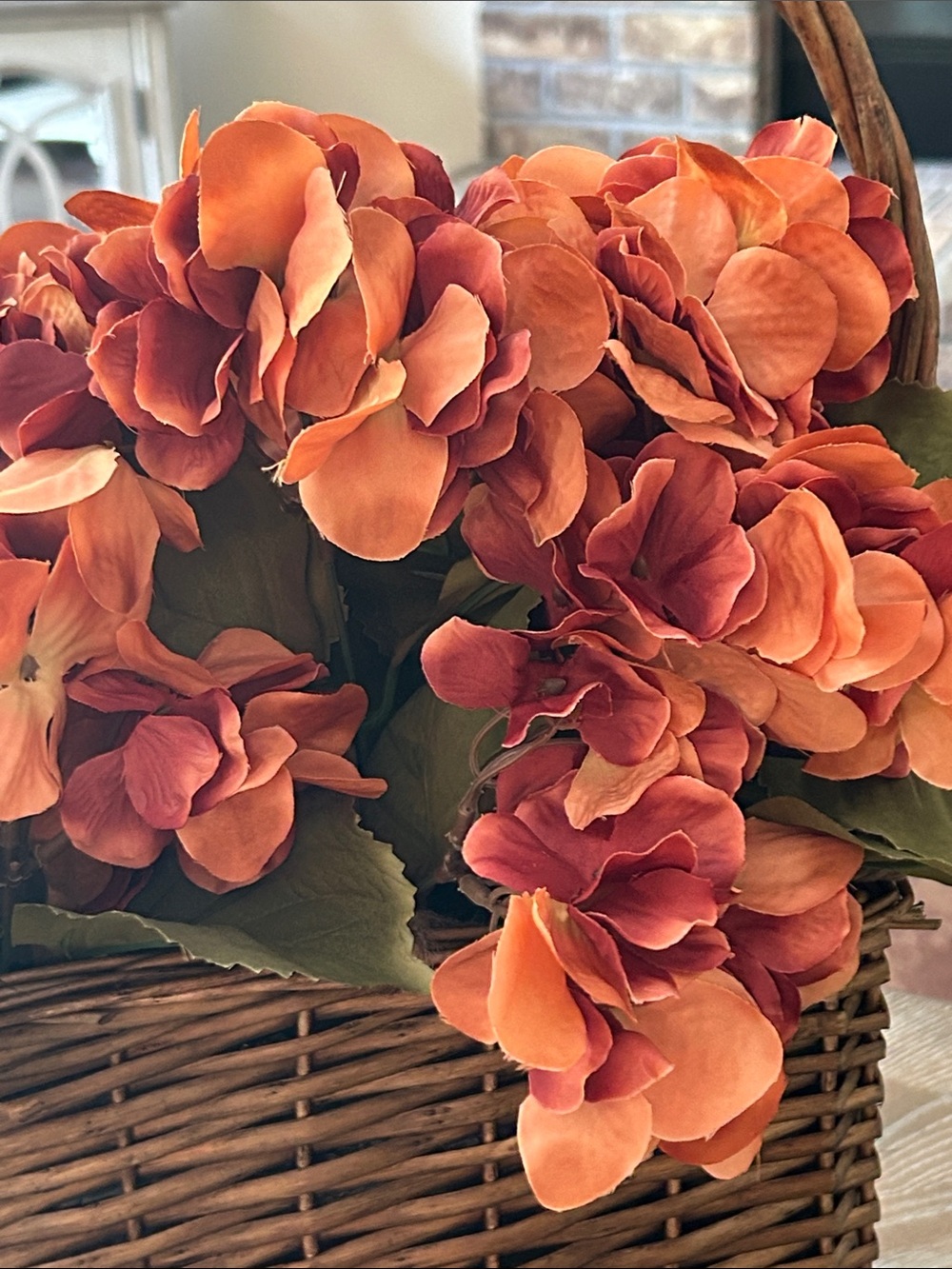 NWT! Fall Harvest Rust Orange Hydrangea Hanging Basket Floral Arrangement - Picture 6 of 7